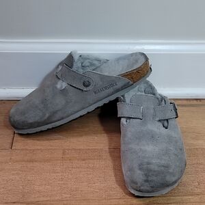 Birkenstock Men's Gray Suede Slip-Ons Size 38 7-7.5